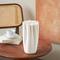 White Ceramic Abstract Ribbed Dimensional Folded Vase with Compact Wavy Rim